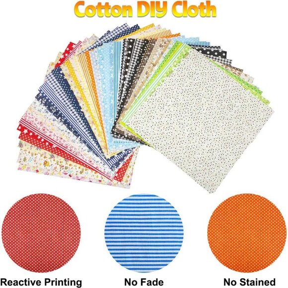 50pcs 10x10" Craft Cotton Fabric Bundle - Quilting & Patchwork Fabric Set - Picture 3 of 7